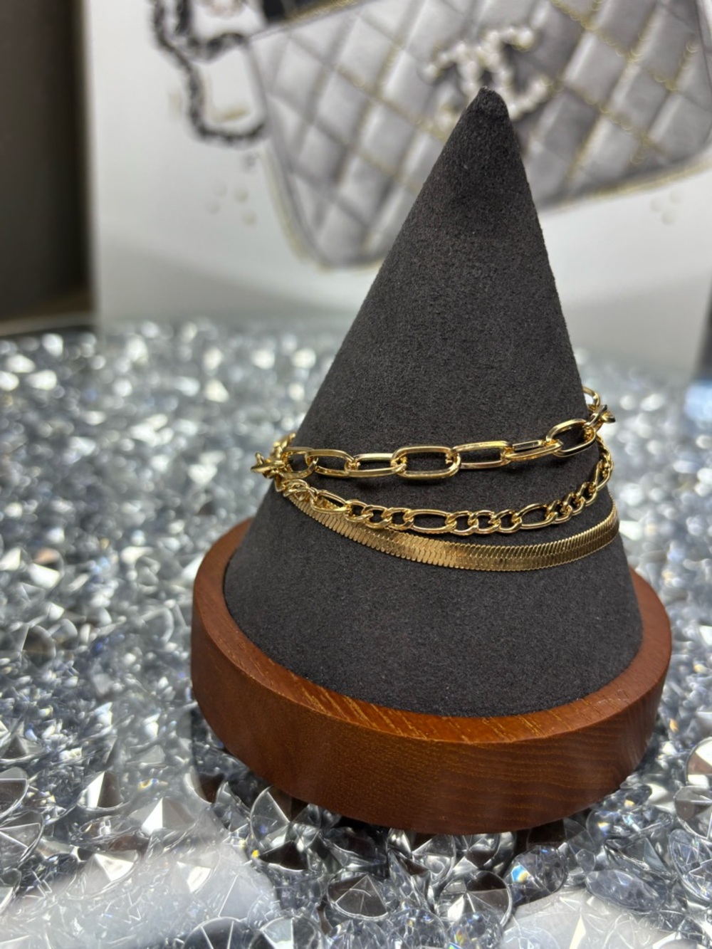 Gold tone Chain stackable Bracelet Set - Picture 3 of 7